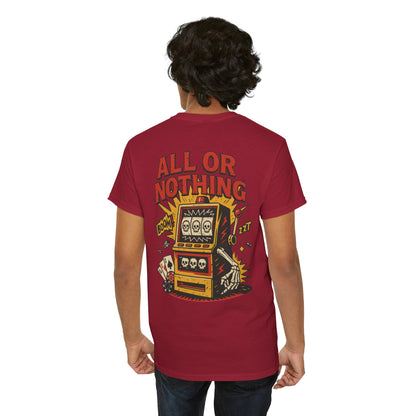 Mens Front Back print tee, Gambling Shirt, Casino Style Tee, Poker Lover Gift, Gaming Apparel, Slot Machine Graphic, Gambling Gift