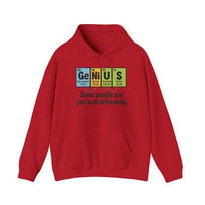 Funny Mens Genius Hoodie, Periodic Table Nerd Sweatshirt, Smart Science Pullover Gift for Him, Science Lover Apparel, Funny Hoodie