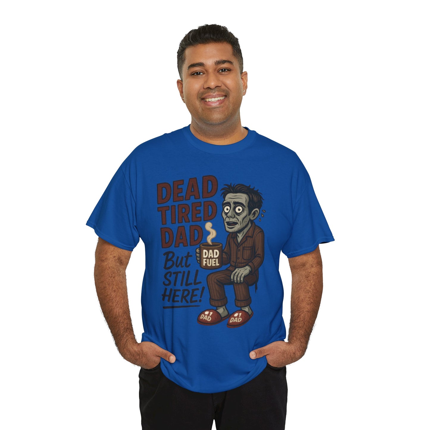 Dead Tired Dad Funny Zombie Coffee Men's T-Shirt, Father's Day Gift for Men, Dad Fuel Graphic Tee, Halloween Dad Tee