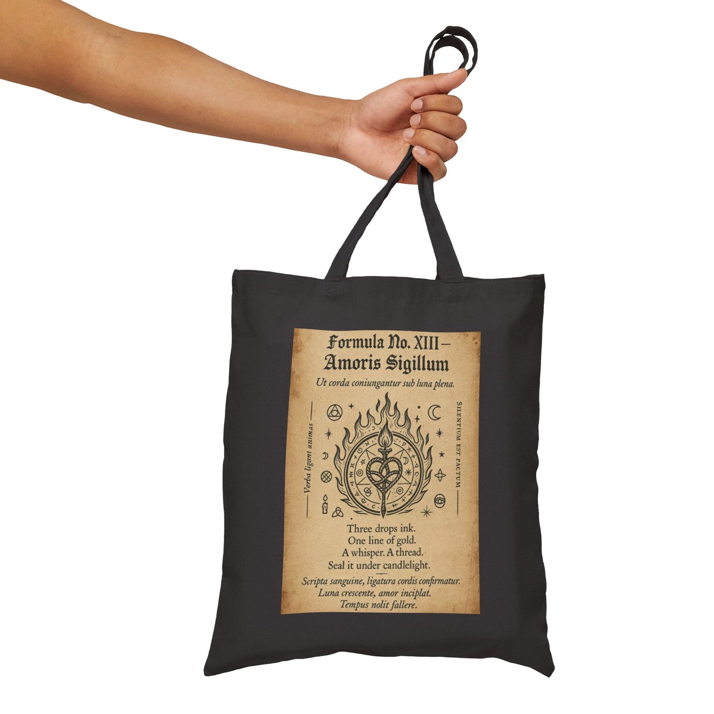 Love Sigil Tote Bag, Amoris Charm Print, Occult Romance Symbol, Witchy Ritual Canvas Bag, Mystic Heart Spell Design, Witchy Gift, Boho Tote