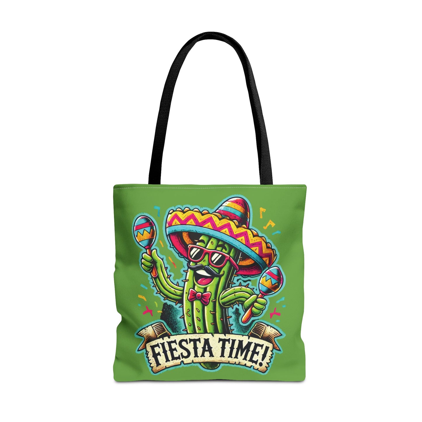 Fiesta Time Cactus Tote Bag, Funny Mexican Party Gift, Sombrero Maracas Print, Cinco de Mayo Bag, Summer Festival Tote, Beach Bag, Shopping