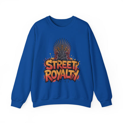 Street Royalty Men's Crewneck Sweatshirt, Graffiti Crown Graphic Pullover, Urban Streetwear Top for Men