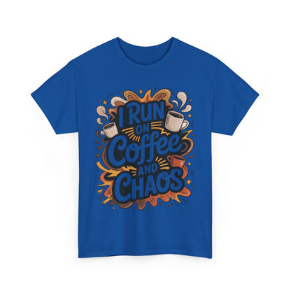 Funny Mens Coffee T-Shirt, I Run on Coffee and Chaos, Caffeinated Chaos Tee for Him, Perfect for Coffee Lovers, , Humor Tee