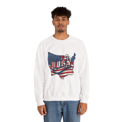 Patriotic USA Crewneck Sweatshirt, Unisex Sweatshirt, American Flag Apparel, Casual Comfort, Great for Independence Day and Holidays