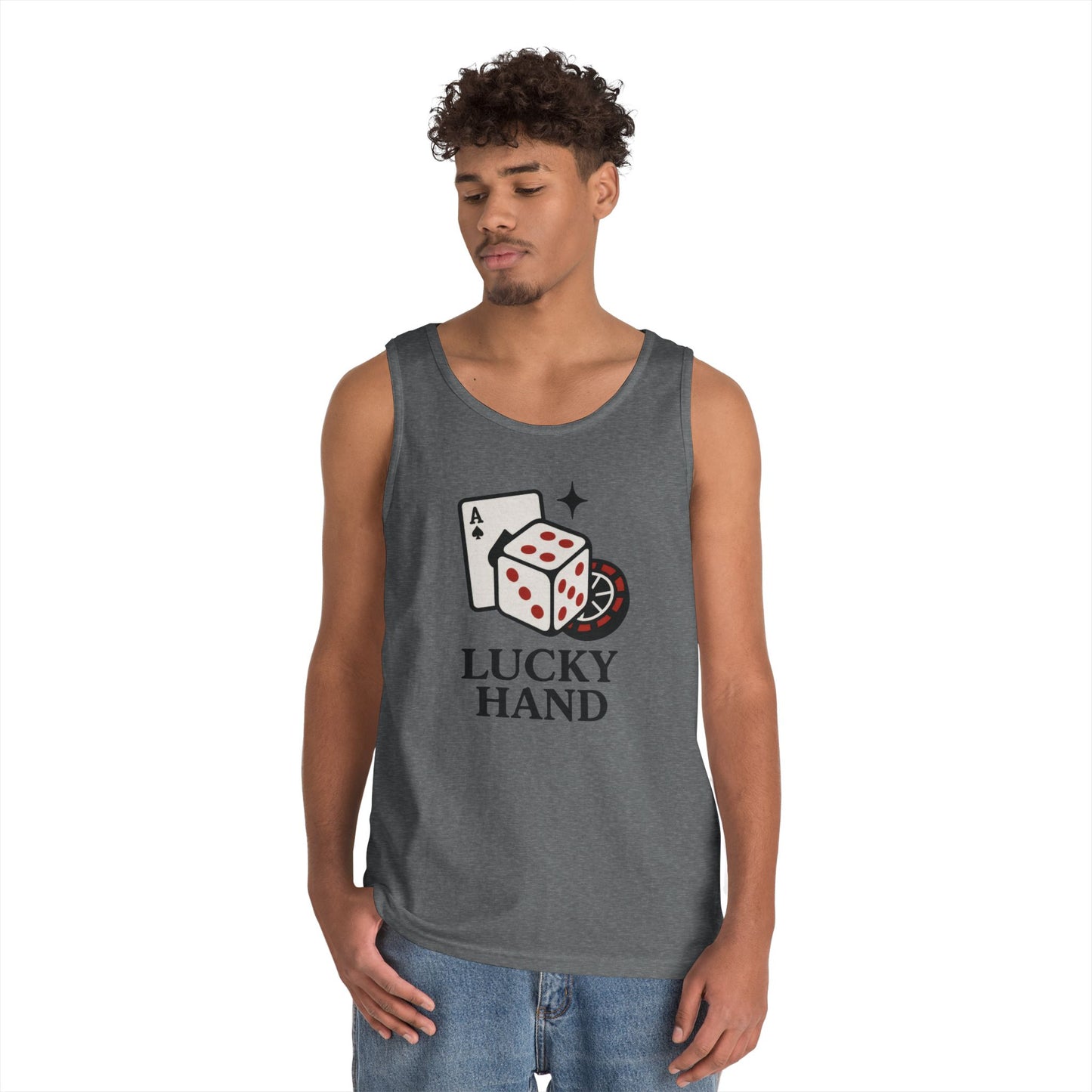 Lucky Hand Unisex Tnak Top, Gambling Tee, Casino Wear, Good Luck Gift, Poker T-Shirt, Casual Vintage Style, Gym Clothing