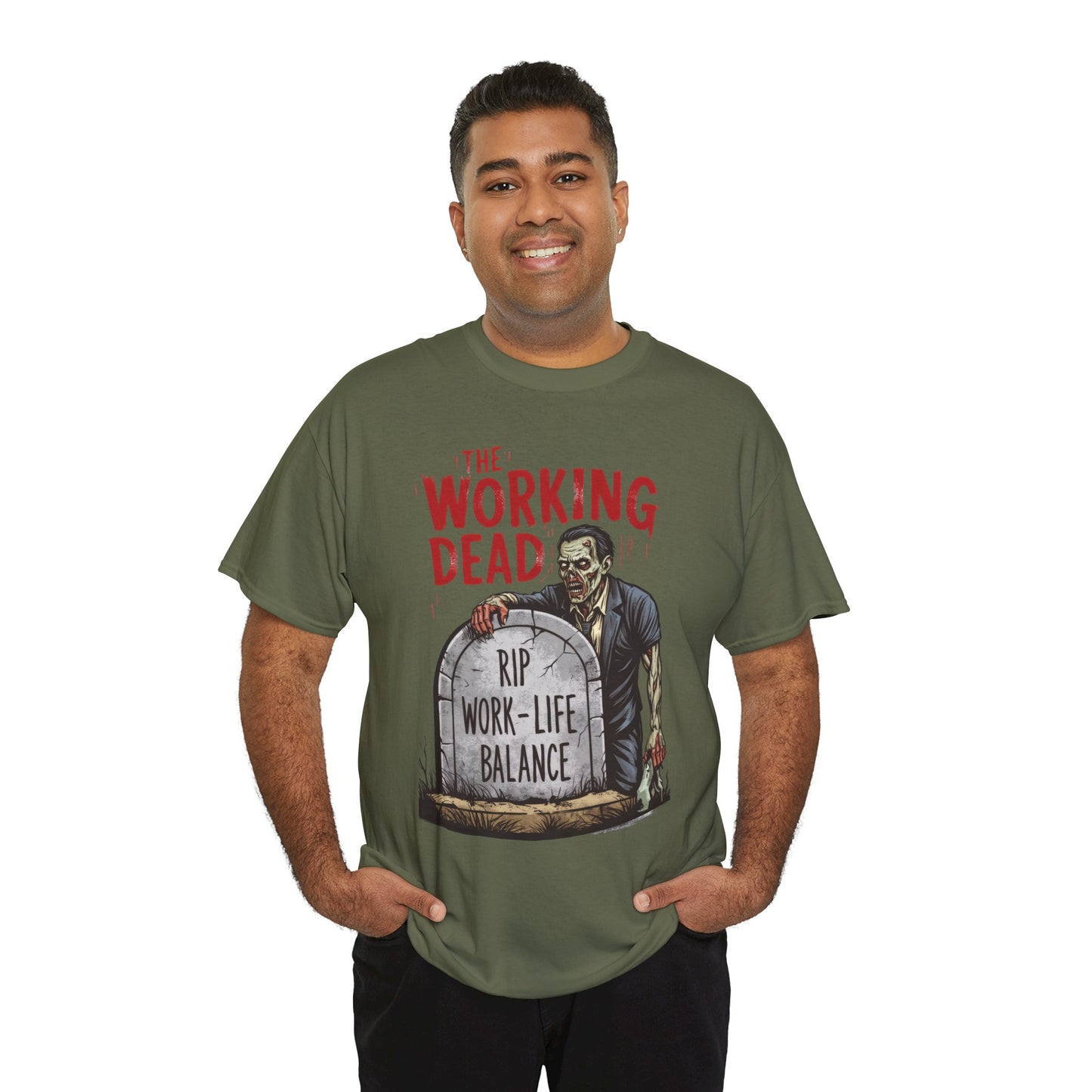 The Working Dead Shirt Men, Funny Work Life Balance Zombie Tee, RIP Work Shirt, Halloween Tee