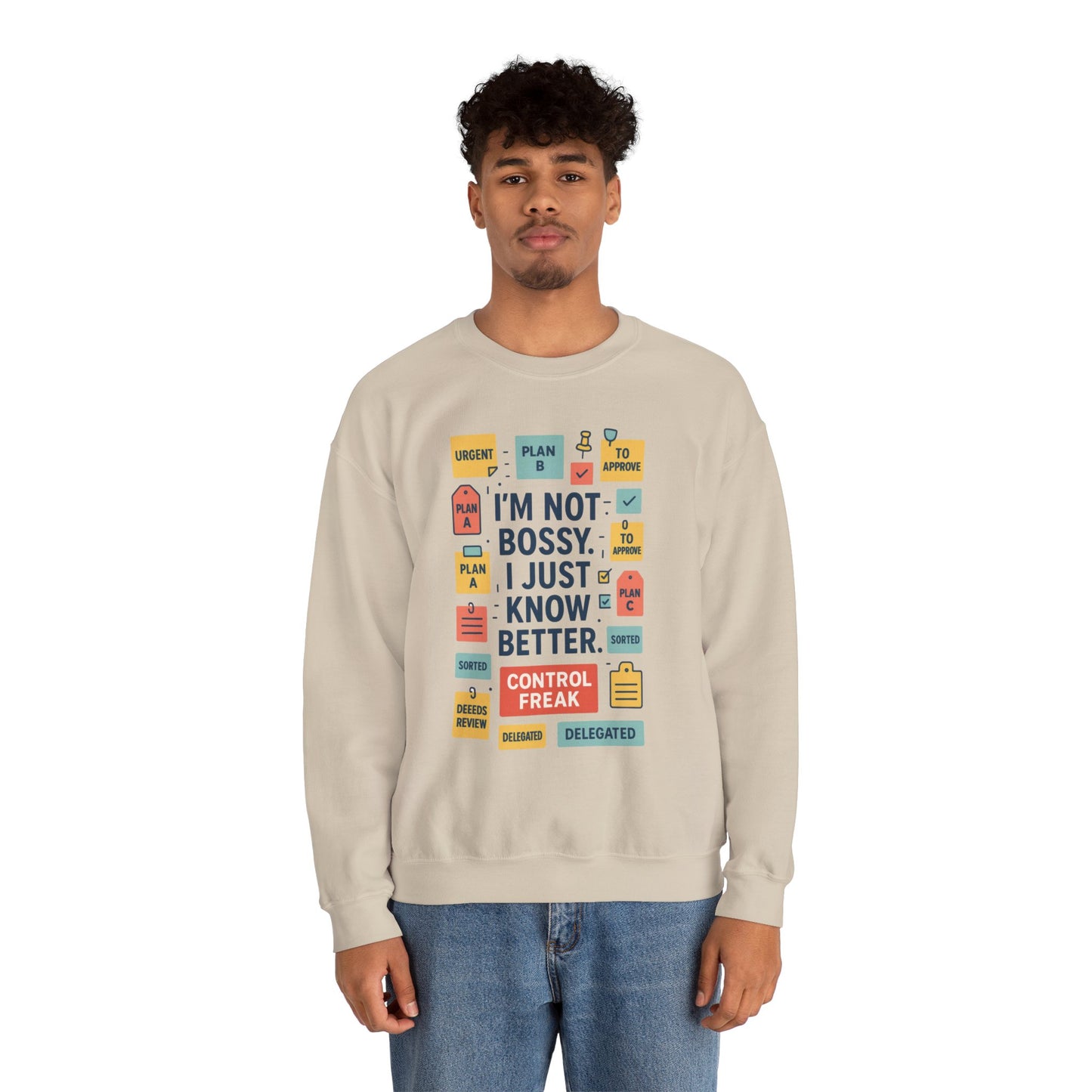 Funny Mens Control Freak Sweatshirt, Sarcastic Crewneck Gift for Him, Perfect Gift for Bossy Friends