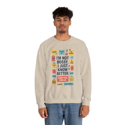 Funny Mens Control Freak Sweatshirt, Sarcastic Crewneck Gift for Him, Perfect Gift for Bossy Friends