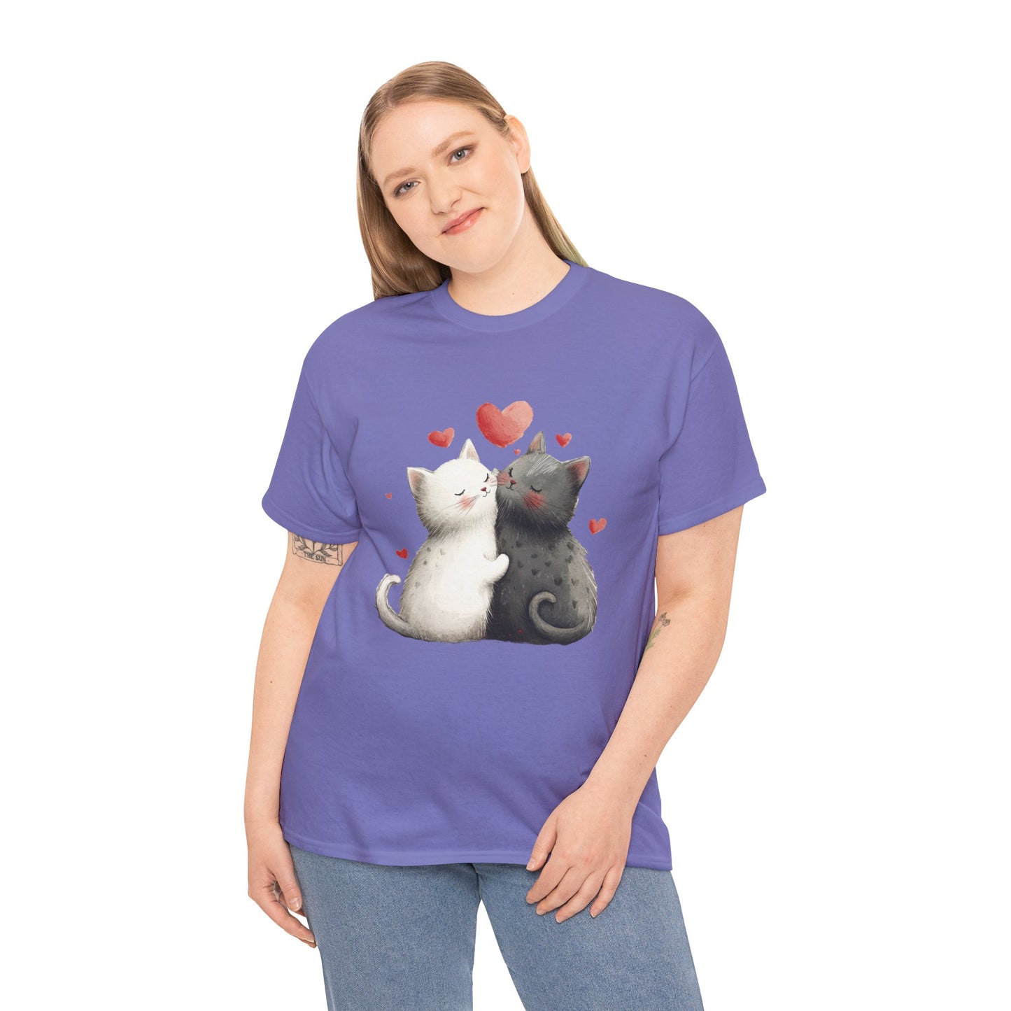 Cute Cat Love T-Shirt, Adorable Feline Couple Tee, Gift for Cat Lovers, Valentine's Day Shirt, Cozy Everyday Wear, Cat Mom T-Shirt