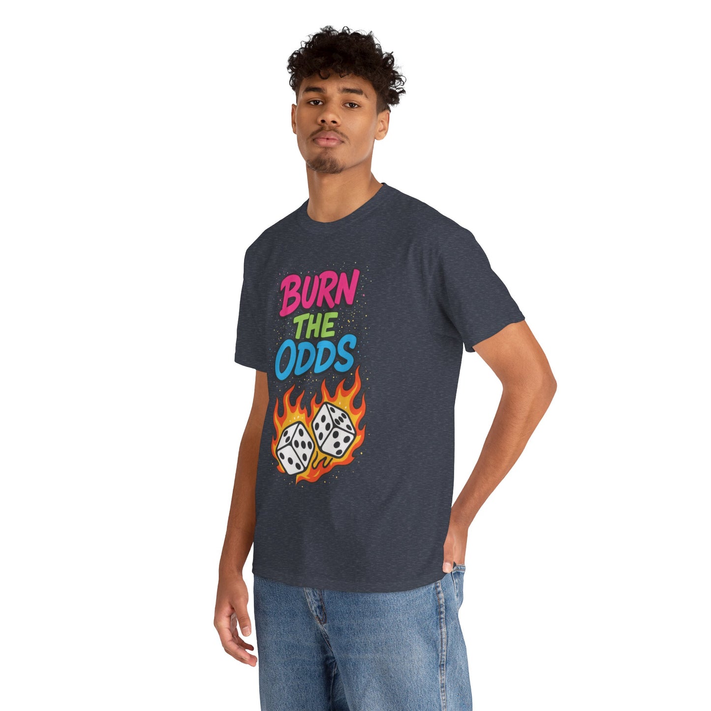 Burn the Odds Graphic Tee | Cool Casual Wear, Gaming Shirt, Unisex Cotton Tee, Dice Design T-Shirt, Gift for Gamers