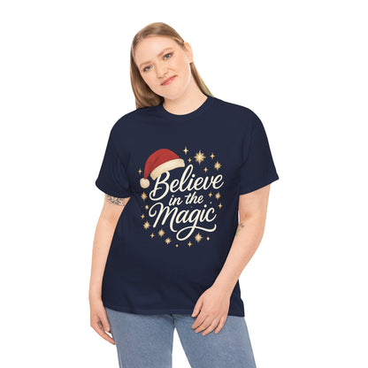 Believe in the Magic Christmas Women's Shirt, Santa Hat Holiday Tee