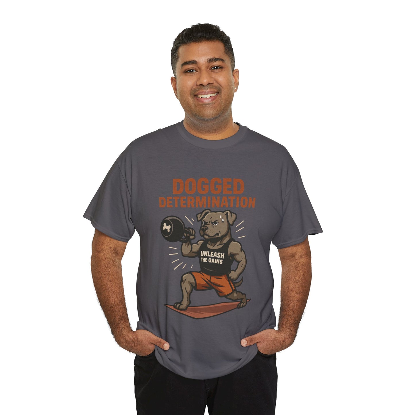 Funny Gym Dog T-Shirt for Men, Workout Bulldog Graphic Tee, Fitness Motivation Shirt, Dog Lover Gift, Dogged Determination Gym Tee
