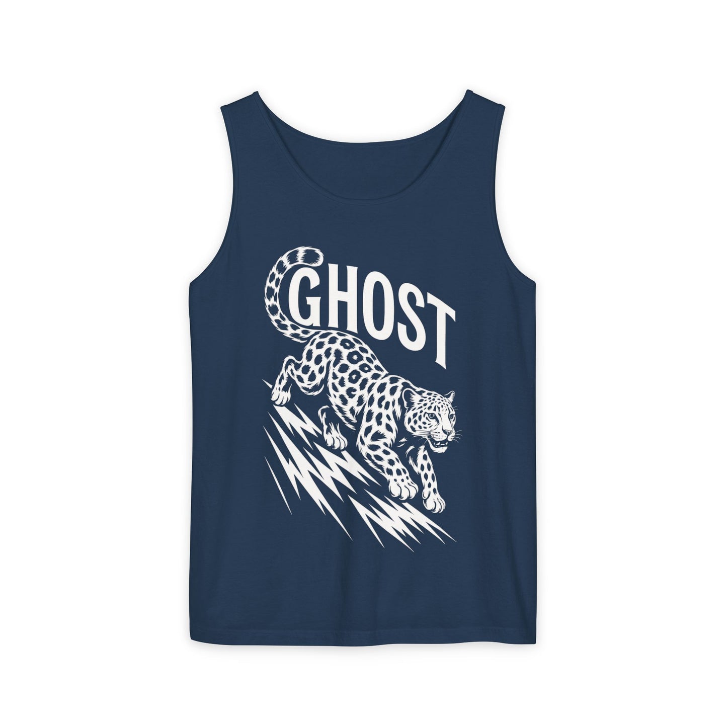Ghost Leopard Mens Tank Top, Cool Graphic Shirt for Summer, Beach Days, Festivals, Gifts, Casual Wear