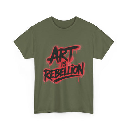 Men's Heavy Cotton Tee, Art Is Rebellion Men's T-Shirt, Graffiti Street Art Graphic Tee, Urban Skate Punk Style Shirt