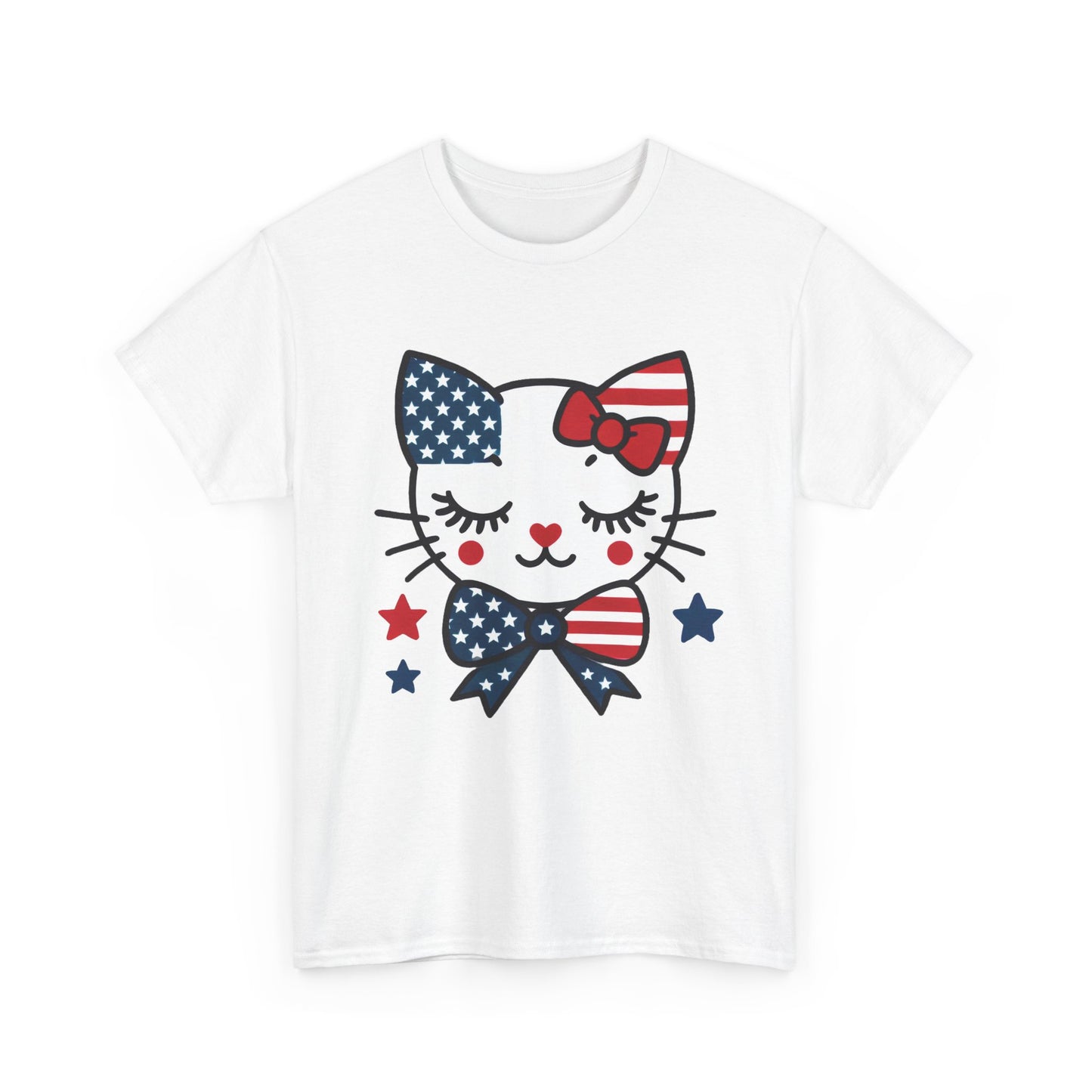Patriotic Cat Women's Tee, Cute Cat Shirt, Women's T-Shirt, July 4th Outfit, Independence Day Gift, Animal Lover Apparel