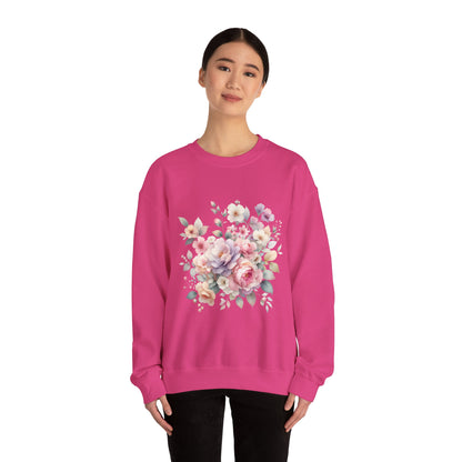 Floral Crewneck Sweatshirt, Cozy Floral Sweatshirt for Spring, Gift for Her, Women's Floral Top, Pastel Floral Sweatshirt