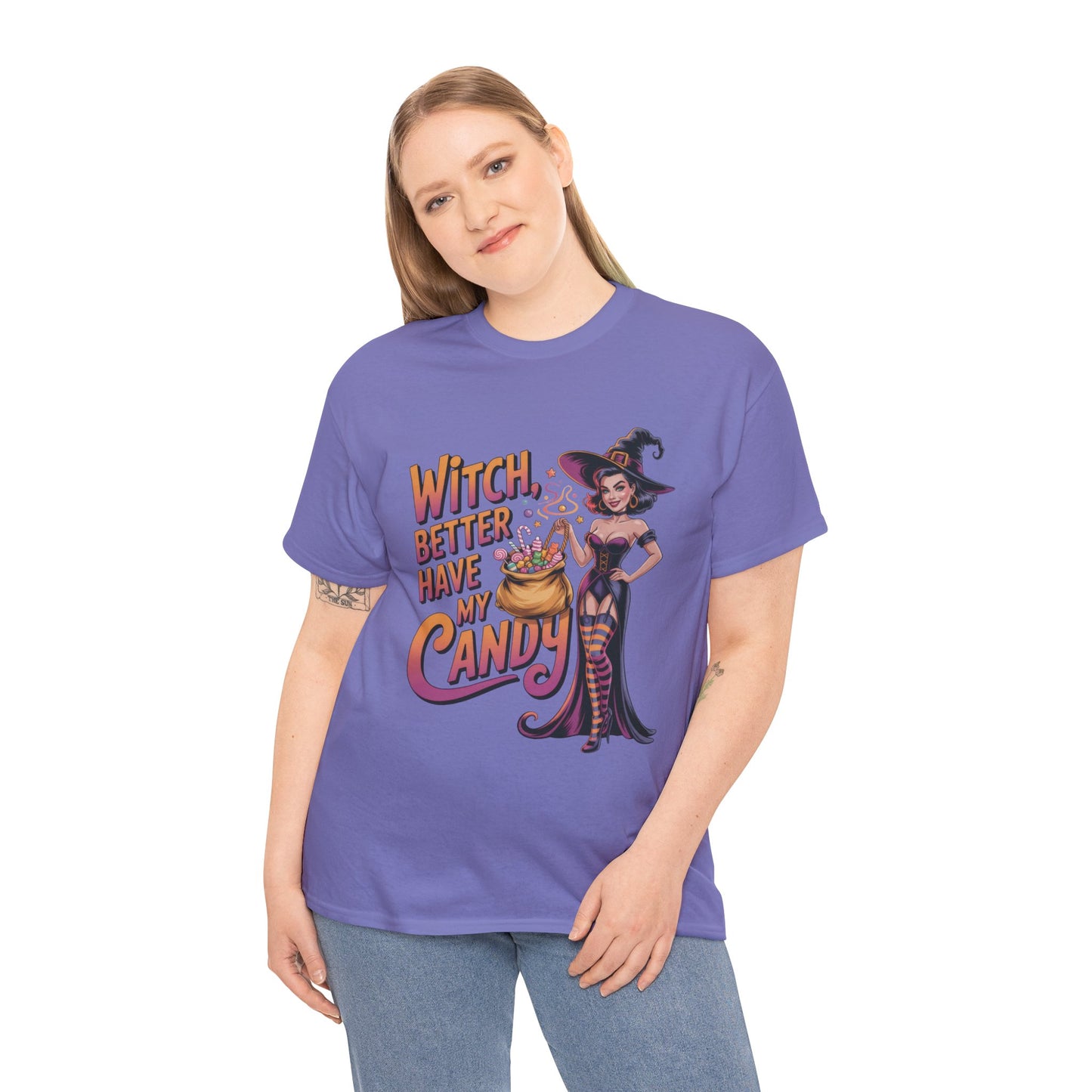 Witch Better Have My Candy Halloween T-Shirt for Women, Funny Spooky Witch Tee, Retro Pin-Up Halloween Shirt, Sassy Fall Party Top