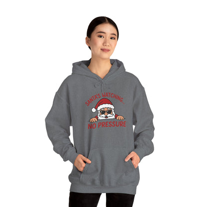 Sant's Watching No Pressure Women's Christmas Hoodie, Funny Holiday Sweatshirt