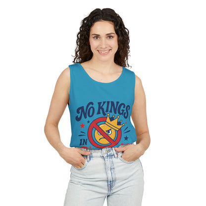 No Kings in America Tank Top - Funny Patriotic Anti Monarchy Sleeveless Shirt - USA Freedom Top, Unisex Summer Apparel, USA Independence Day