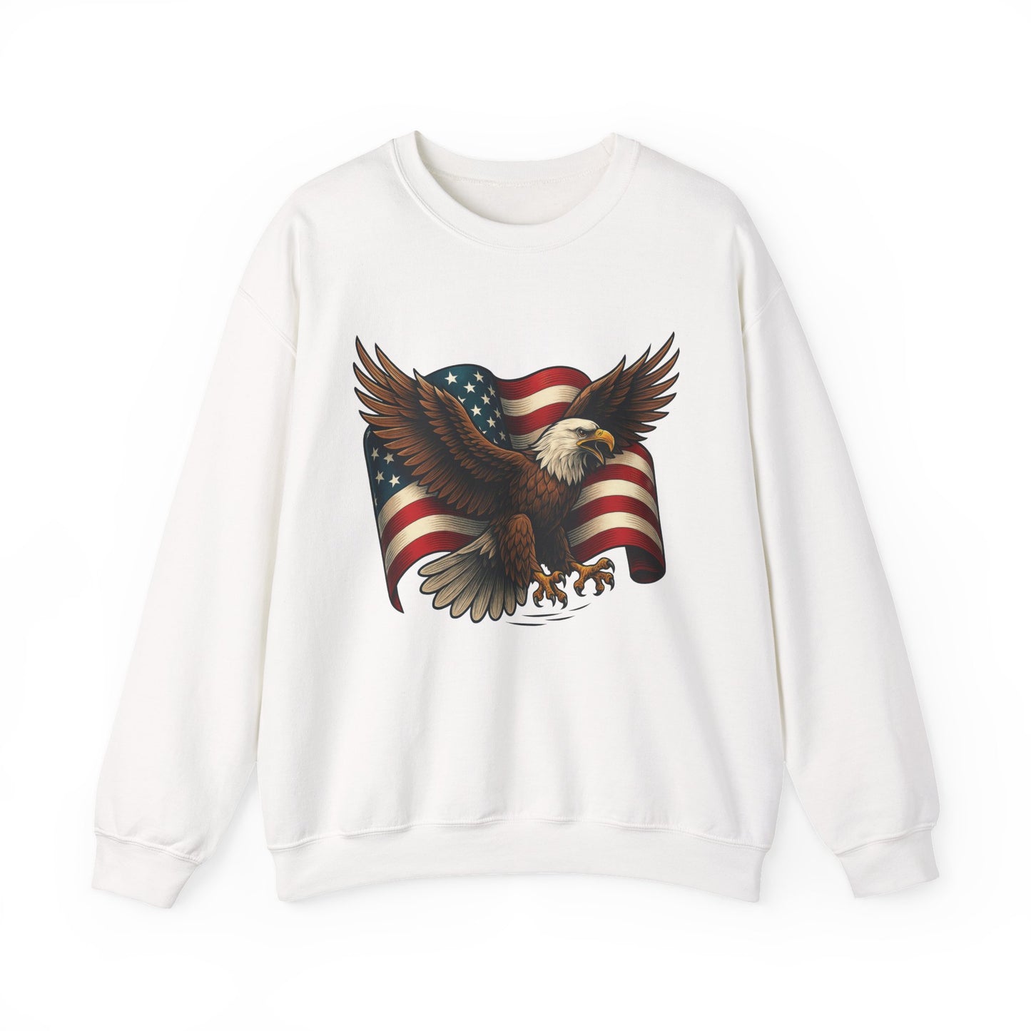 Patriotic Eagle Sweatshirt - Unisex Crewneck, USA Flag Apparel, Memorial Day, Veteran's Day, Independence Day, Gift for Patriots