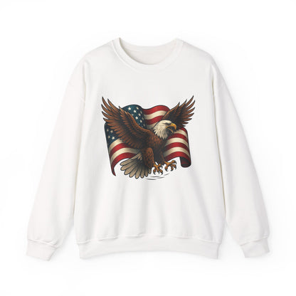 Patriotic Eagle Sweatshirt - Unisex Crewneck, USA Flag Apparel, Memorial Day, Veteran's Day, Independence Day, Gift for Patriots
