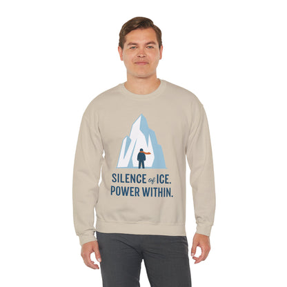 Men's Heavy Blend™ Crewneck Sweatshirt, Silence of Ice Power Within Sweatshirt, Nordic Iceberg Minimalist Pullover