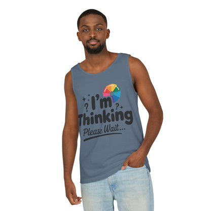 Funny - Im Thinking Please Wait - Mens Tank Top, Cute Geeky Gift for Introverts, Programmers, Designers, Fun Humor Shirt, Gift for Adults