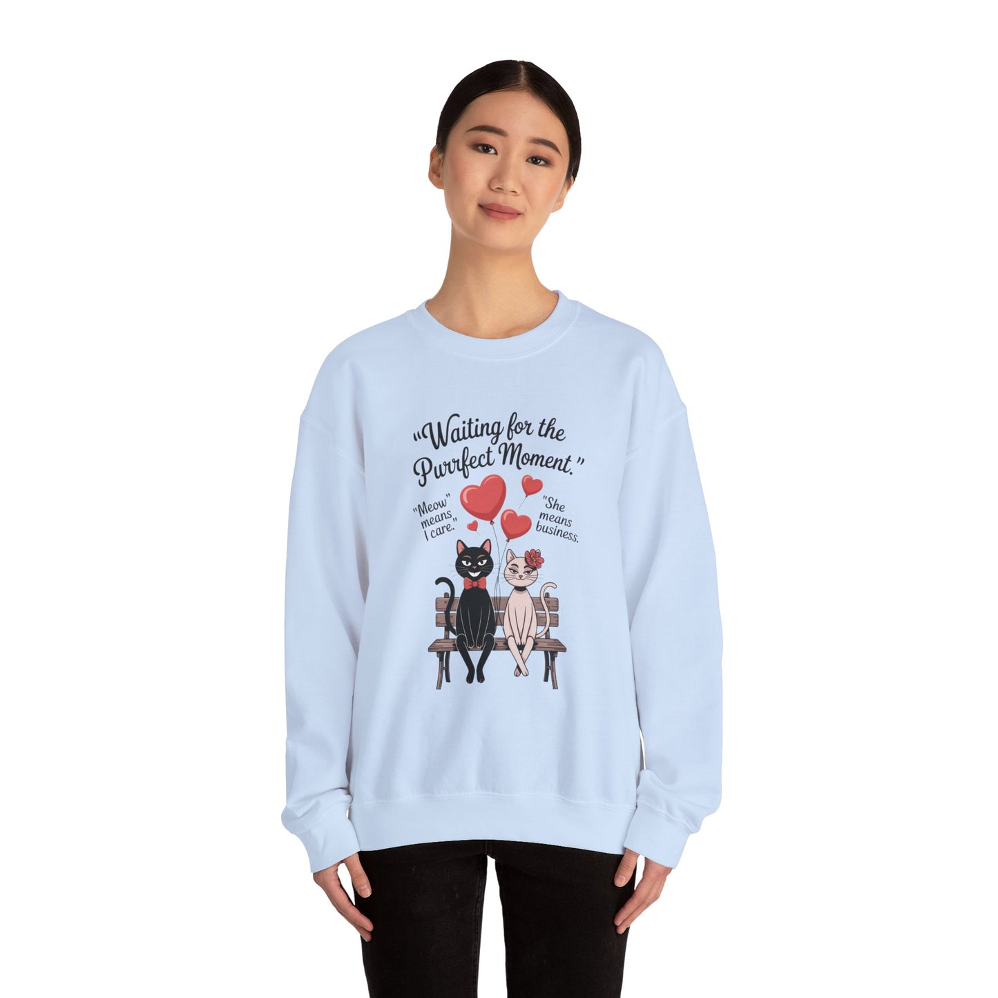 Cute Cat Lovers Womens Sweatshirt, Cozy Gift for Pet Owners, Perfect for Valentine's Day, Animal Lover Apparel, Relaxed Love Sweatshirt