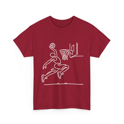 Basketball Slam Dunk Line Art Shirt, Unisex Heavy Cotton Tee, Sportswear, Gift for Athletes, Streetwear, Basketball Player T-Shirt