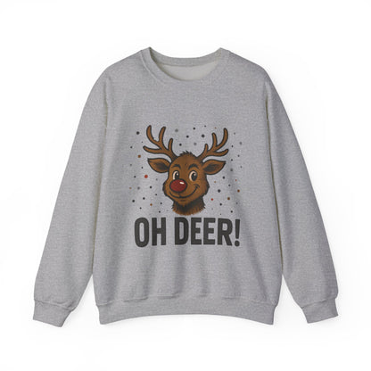 Men's Oh Deer Funny Christmas Sweatshirt, Reindeer Holiday Pullover
