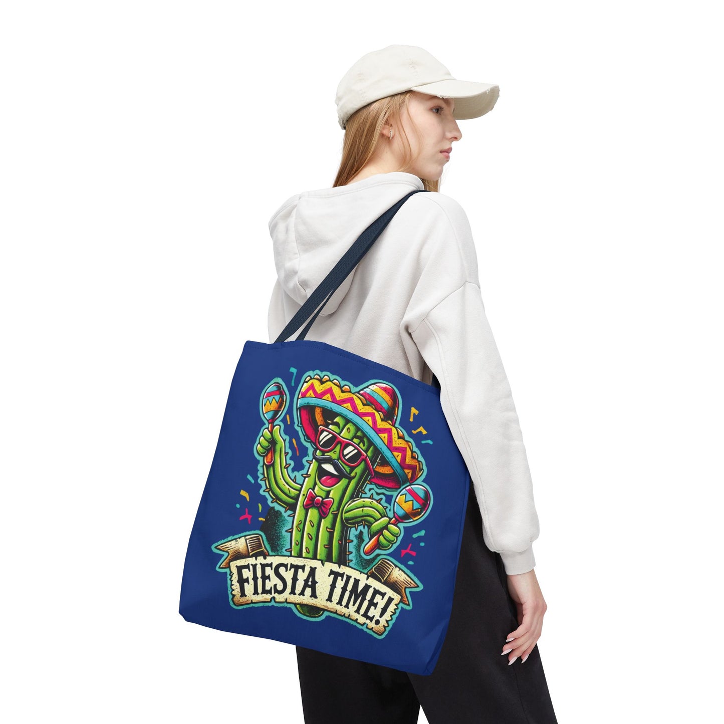 Fiesta Time Cactus Tote Bag, Funny Mexican Party Gift, Sombrero Maracas Print, Cinco de Mayo Bag, Summer Festival Tote, Beach Bag, Shopping