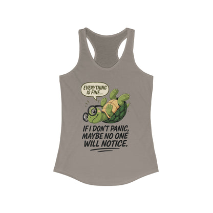 Funny Turtle Racerback Tank for Women, Gift for Animal Lovers, Gym Wear, Beach Outfit, Humor Clothing, Social Anxiety Joke