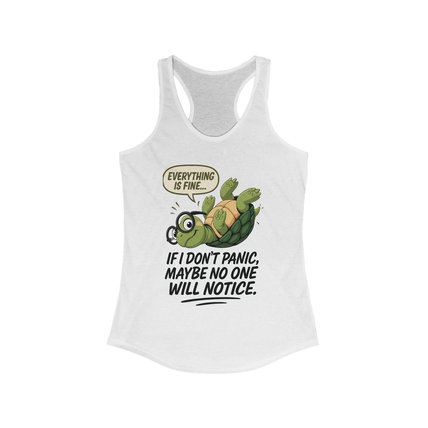 Funny Turtle Racerback Tank for Women, Gift for Animal Lovers, Gym Wear, Beach Outfit, Humor Clothing, Social Anxiety Joke