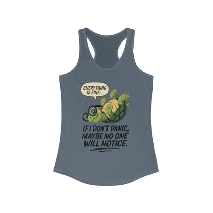 Funny Turtle Racerback Tank for Women, Gift for Animal Lovers, Gym Wear, Beach Outfit, Humor Clothing, Social Anxiety Joke