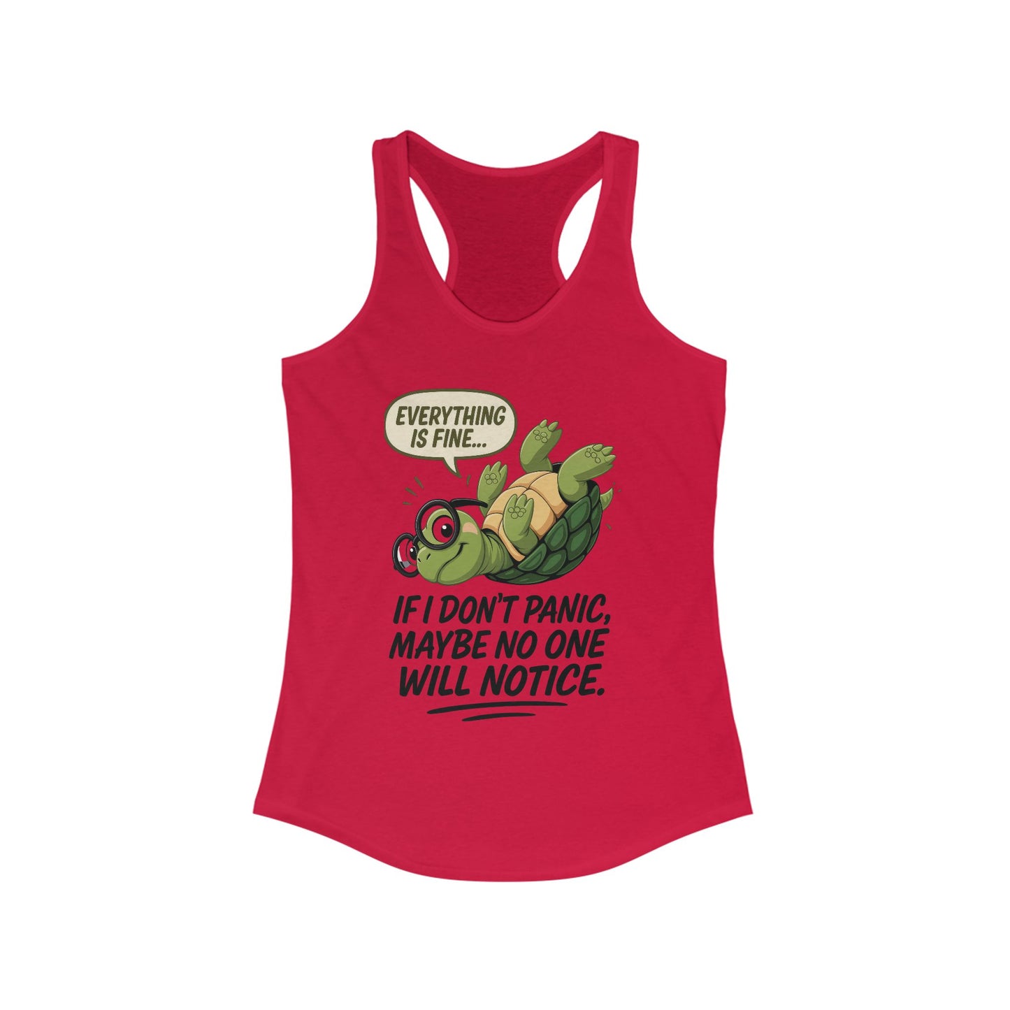 Funny Turtle Racerback Tank for Women, Gift for Animal Lovers, Gym Wear, Beach Outfit, Humor Clothing, Social Anxiety Joke