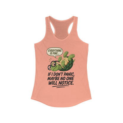 Funny Turtle Racerback Tank for Women, Gift for Animal Lovers, Gym Wear, Beach Outfit, Humor Clothing, Social Anxiety Joke