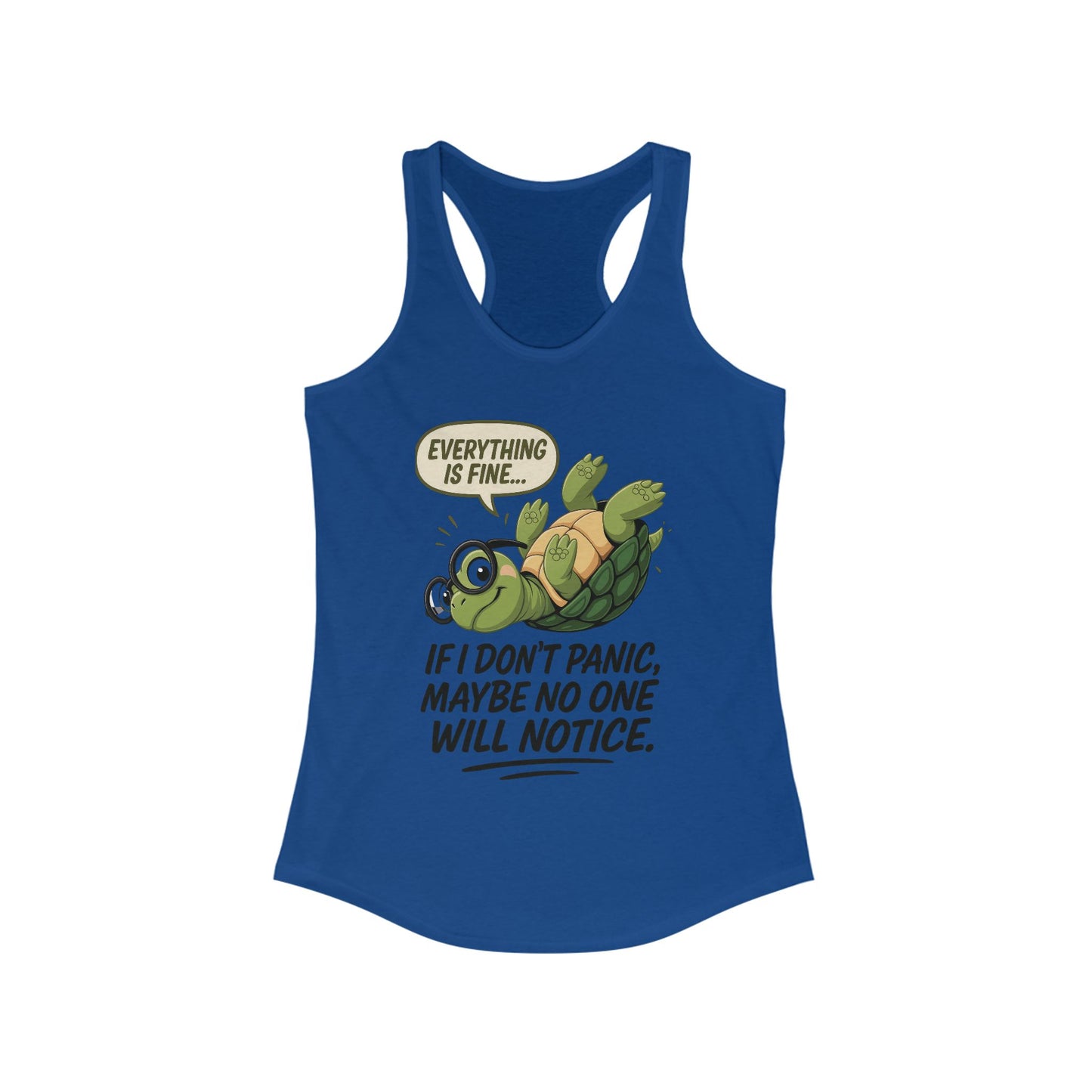 Funny Turtle Racerback Tank for Women, Gift for Animal Lovers, Gym Wear, Beach Outfit, Humor Clothing, Social Anxiety Joke
