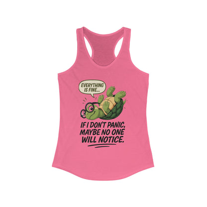 Funny Turtle Racerback Tank for Women, Gift for Animal Lovers, Gym Wear, Beach Outfit, Humor Clothing, Social Anxiety Joke