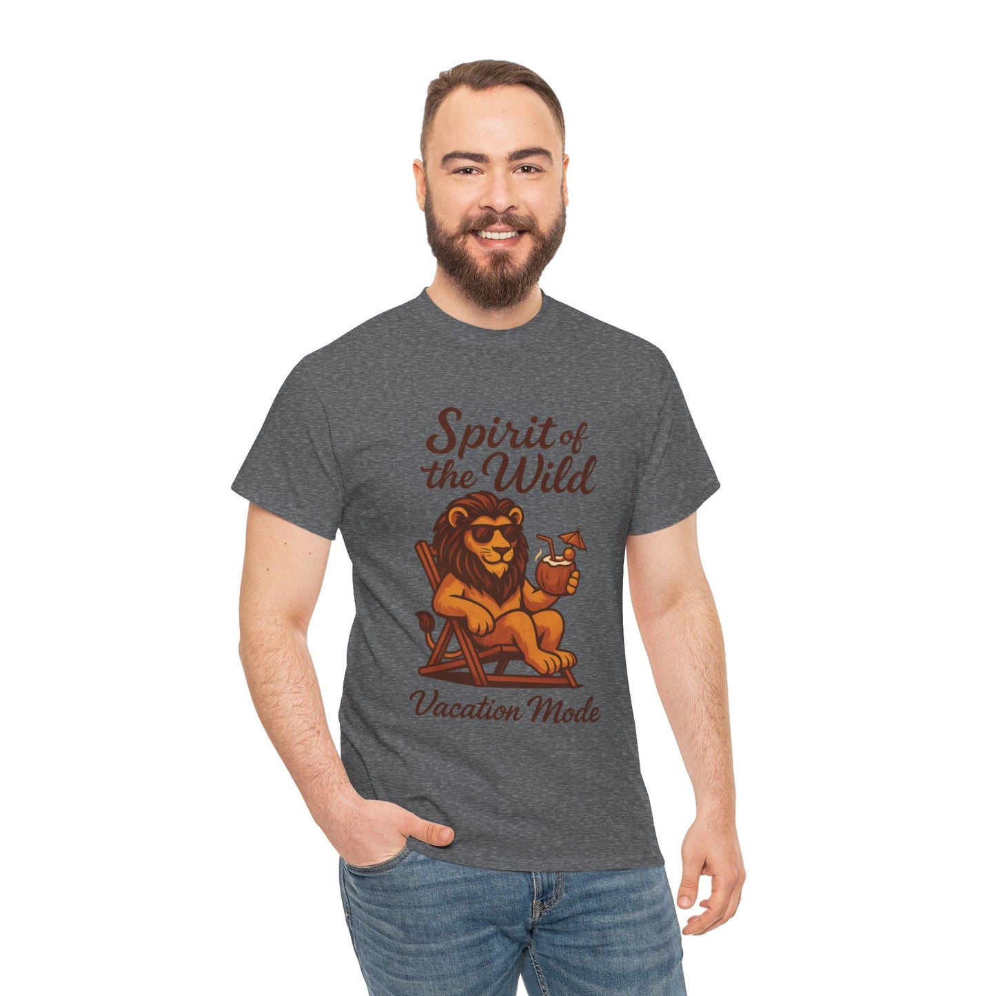 Spirit of the Wild Lion Shirt for Men - Vacation Mode Funny Summer Tee - Relaxed Jungle King Graphic, Vacation Mode, Perfect for Vacations