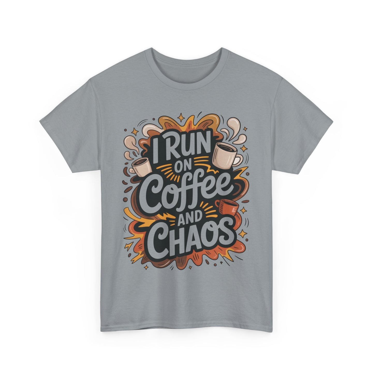 Funny Mens Coffee T-Shirt, I Run on Coffee and Chaos, Caffeinated Chaos Tee for Him, Perfect for Coffee Lovers, , Humor Tee