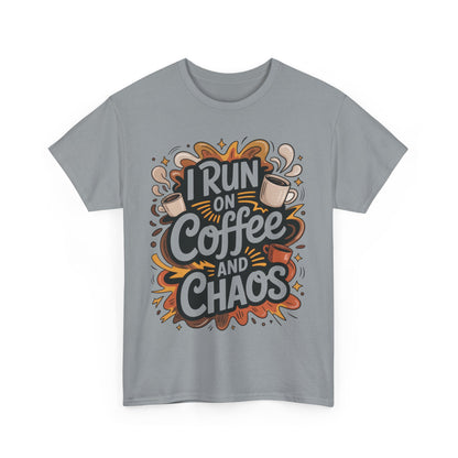Funny Mens Coffee T-Shirt, I Run on Coffee and Chaos, Caffeinated Chaos Tee for Him, Perfect for Coffee Lovers, , Humor Tee