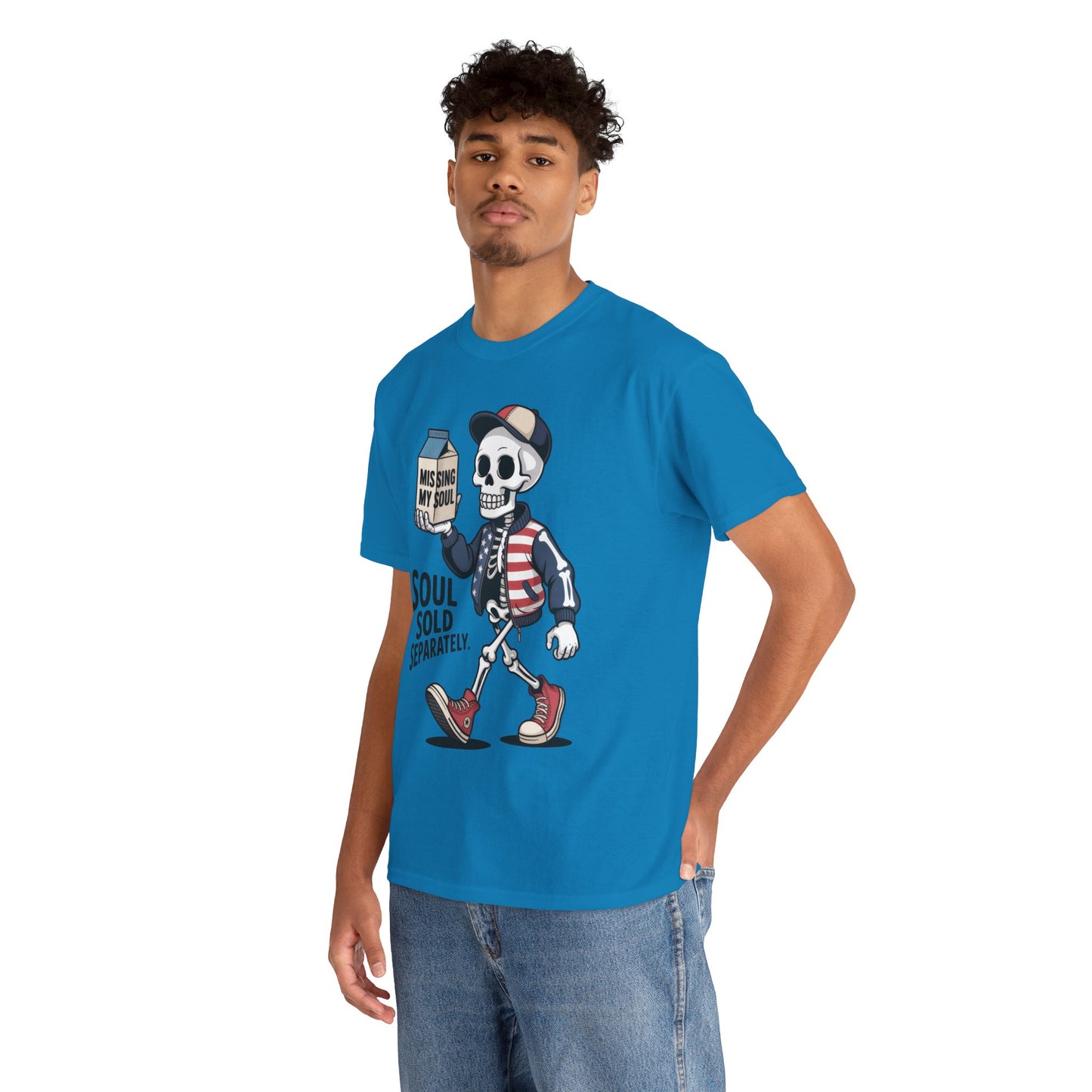 Funny Skeleton T-Shirt Soul Sold Separately Graphic Tee, Missing Soul Cartoon Shirt, Gothic Streetwear, Halloween Gift Tee