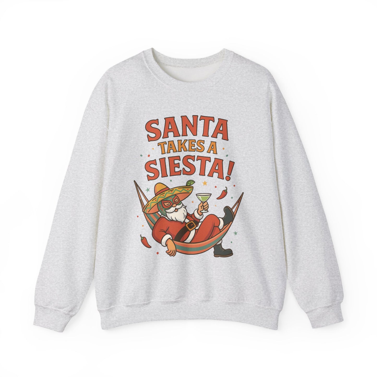 Santa Takes a Siesta Funny Christmas Sweatshirt for Men, Mexican Holiday Jumper