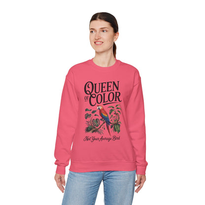 Vibrant Crewneck Womens Sweatshirt, Colorful Apparel, Bird Design, Cozy Layering, Gift for Nature Lovers, Fun Fashion