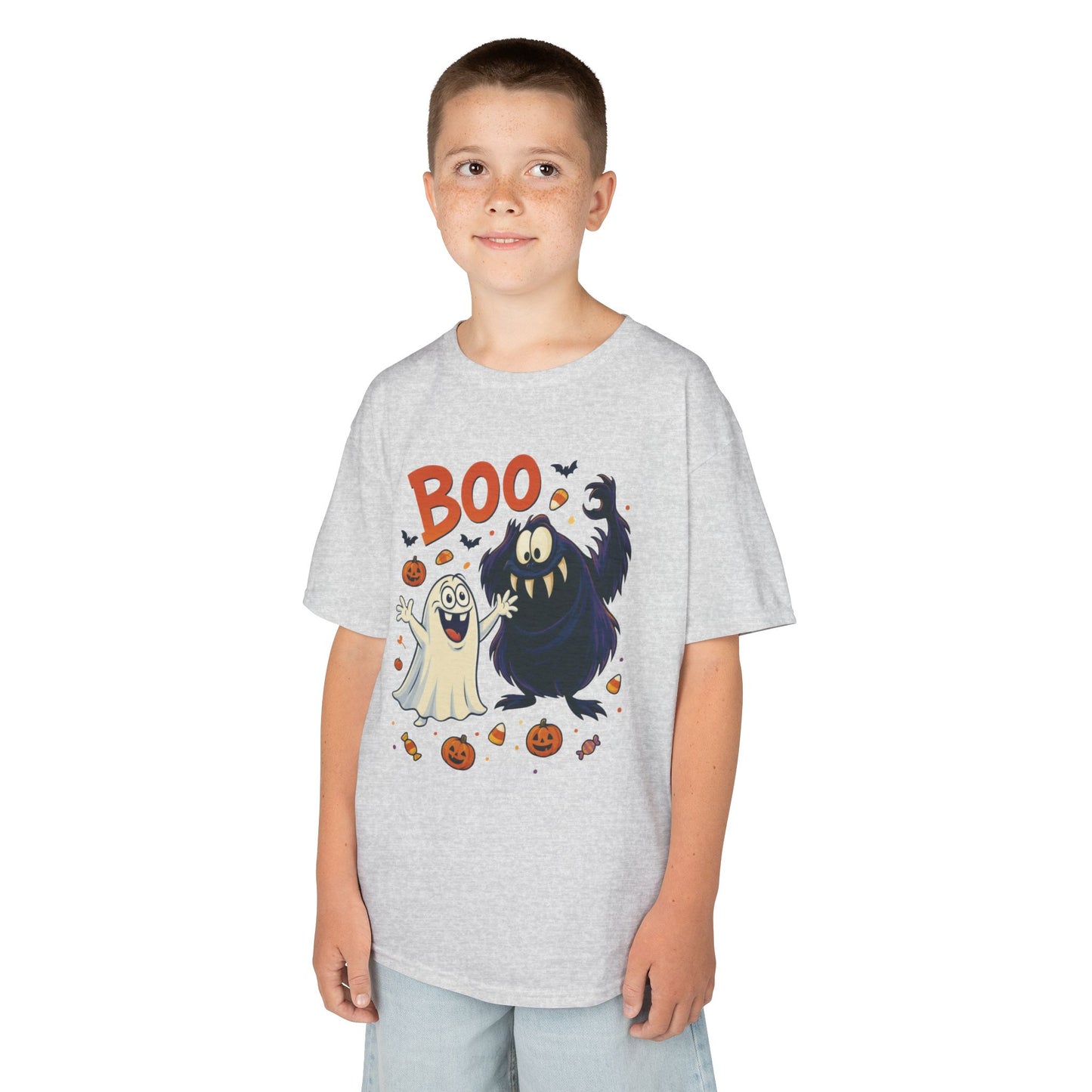 Kids Halloween T-Shirt BOO! Cute Ghost Monster Shirt, Funny Spooky Graphic Tee for Boys Girls, Halloween Costume Gift