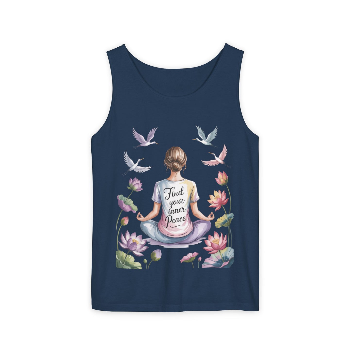 Meditation Floral Womens Tank Top, Find Your Inner Peace, Yoga Apparel, Gift for Mindfulness, Summer Relaxed Wear