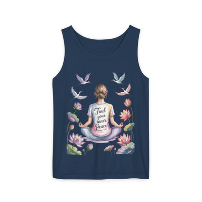 Meditation Floral Womens Tank Top, Find Your Inner Peace, Yoga Apparel, Gift for Mindfulness, Summer Relaxed Wear