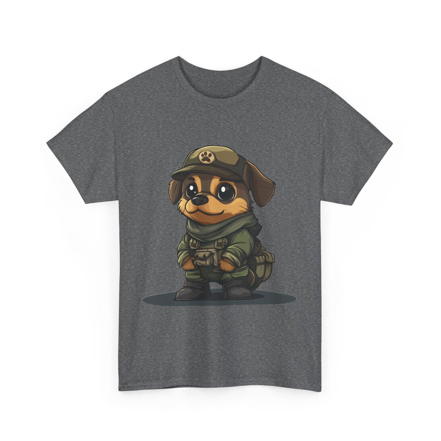 Funny Dog Soldier Tee, Cute Military Dog Cartoon Unisex Heavy Cotton Tee , Pet Lover Gift, Gift for Dog Owners, Gift for Army Fans