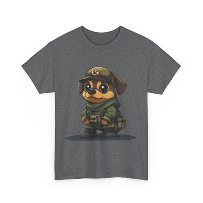 Funny Dog Soldier Tee, Cute Military Dog Cartoon Unisex Heavy Cotton Tee , Pet Lover Gift, Gift for Dog Owners, Gift for Army Fans