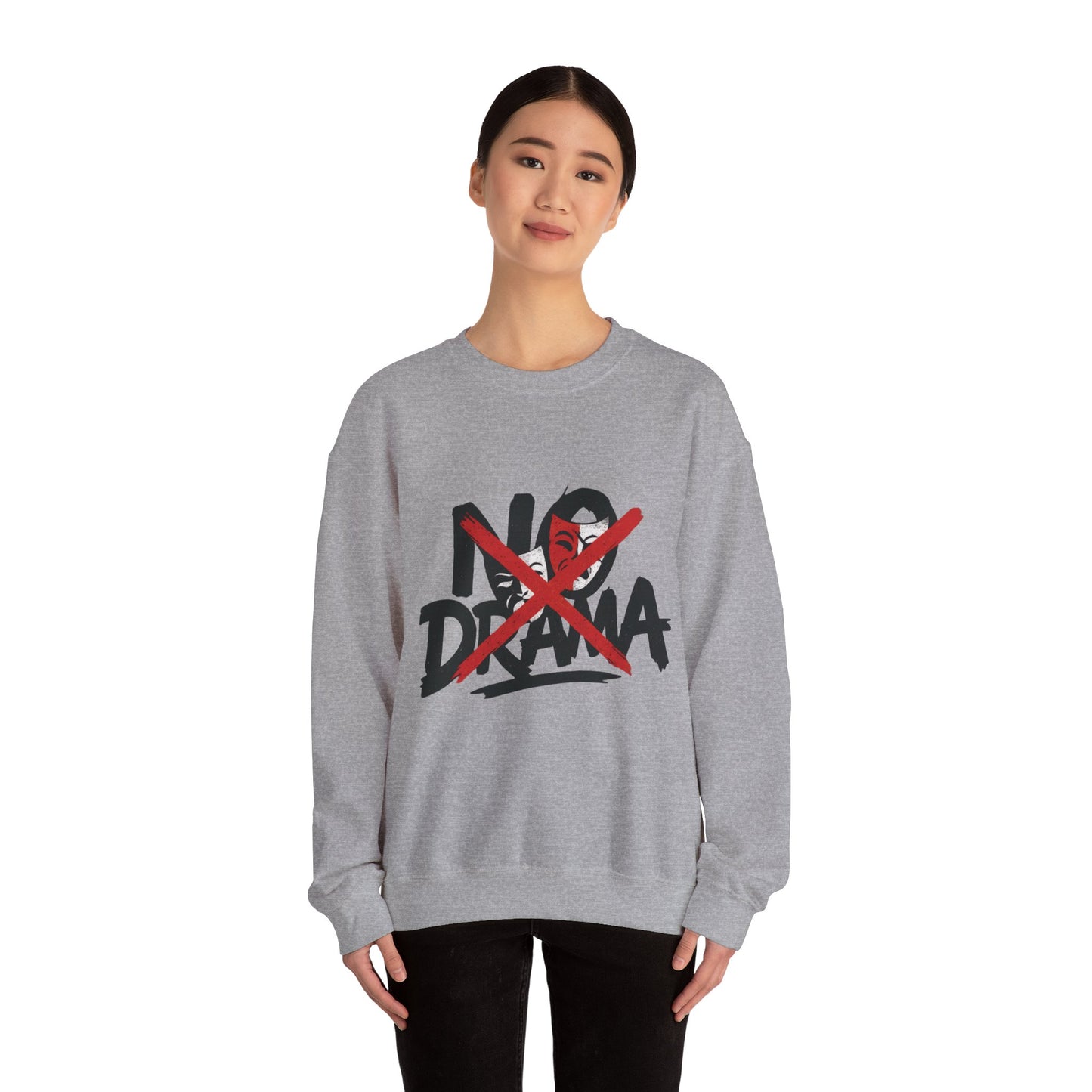 No Drama Crewneck Womens Sweatshirt, Cozy Sweatshirt, Relaxed Fit Pullover, Casual Gift for Friends, Everyday Comfort Apparel
